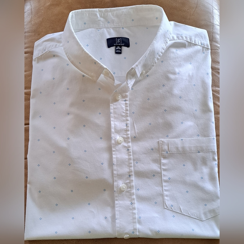 🎈 CLEARANCE GEORGE Men's Shirt White w/ Pattern Size XXL (50-52)